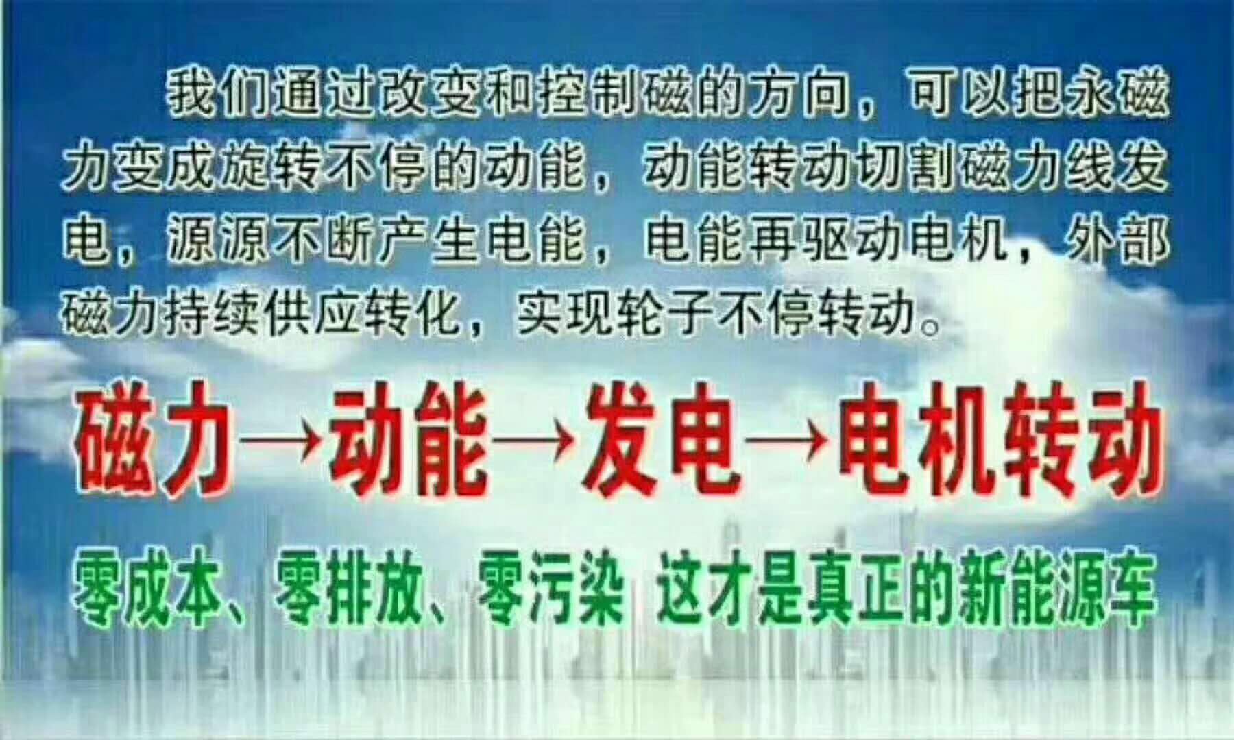 中润国力磁动力自供电系统电动车